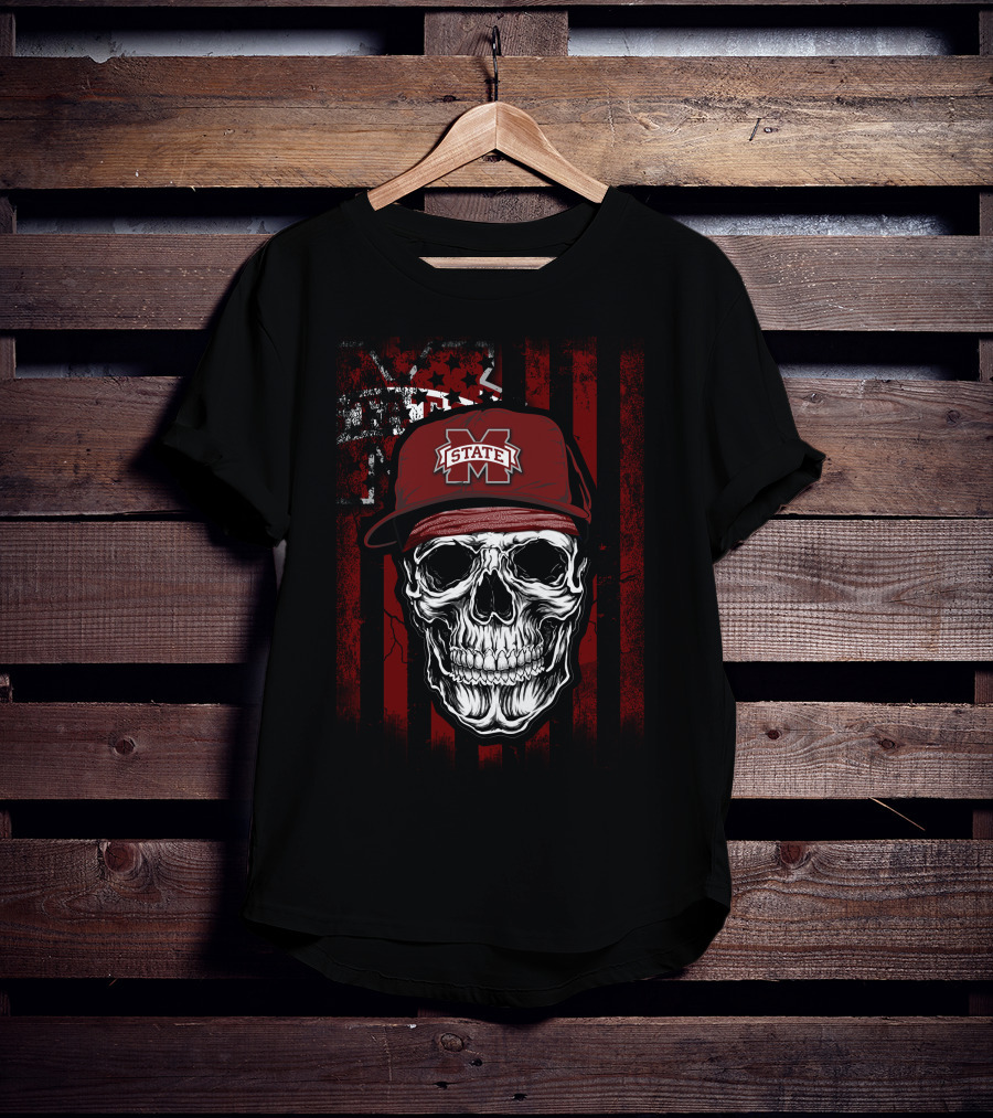 Mississippi State Bulldogs Skull With Cap T-Shirt