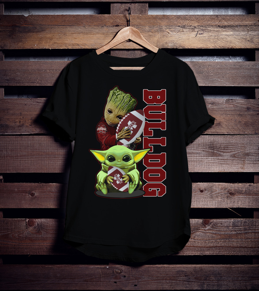 Grzd Mississippi State Bulldogs Groot Baby Yoda Football T-Shirt