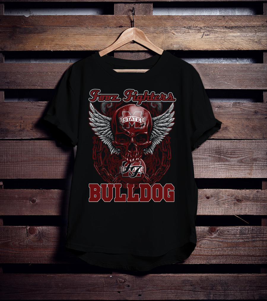 Foo Fighters Mississippi State Bulldogs Winged Skull T-Shirt