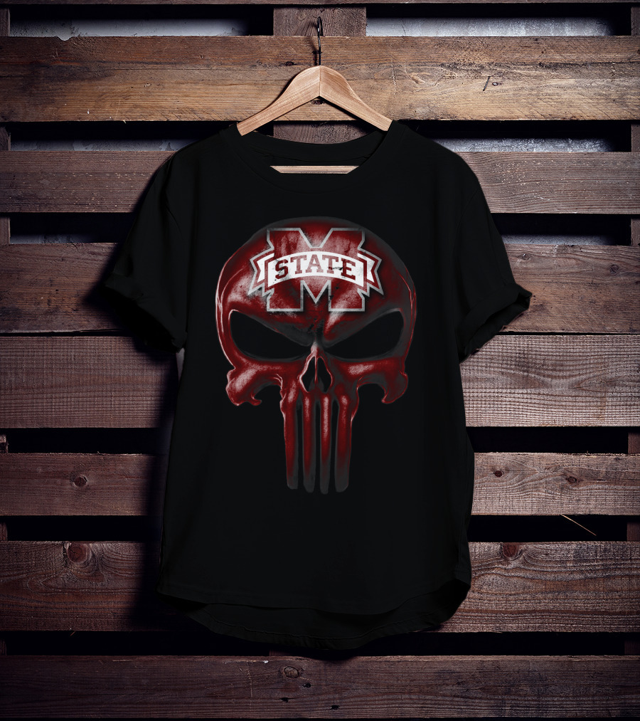 Mississippi State Bulldogs M Logo Skull T-Shirt
