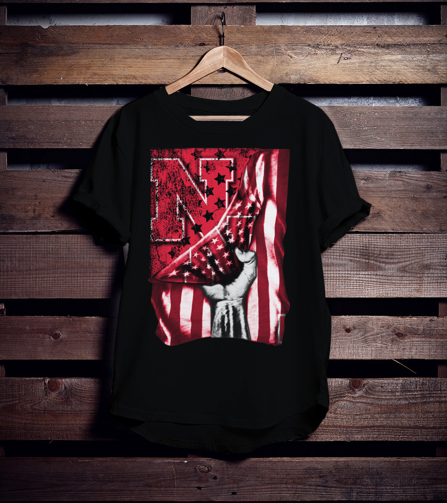 Nebraska Cornhuskers American Flag N Stars Power Symbol T-Shirt