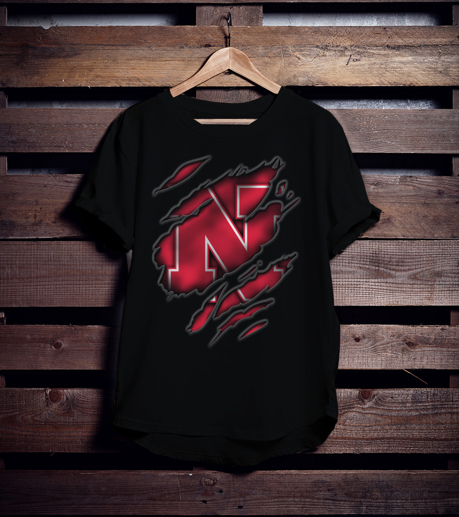 Torn Nebraska Cornhuskers N Logo Claw Marks T-Shirt