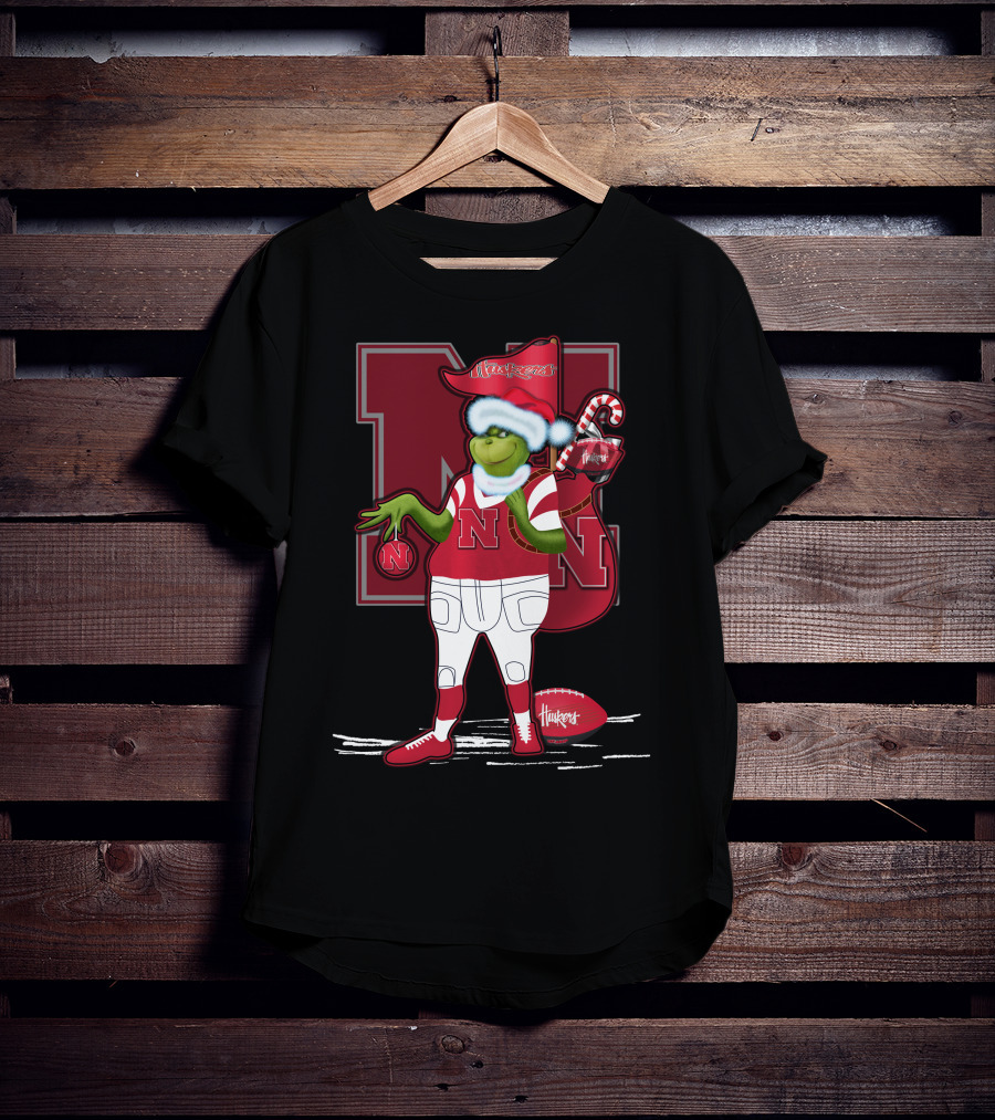 Grinchxmas Nebraska Cornhuskers Festive Football T-Shirt