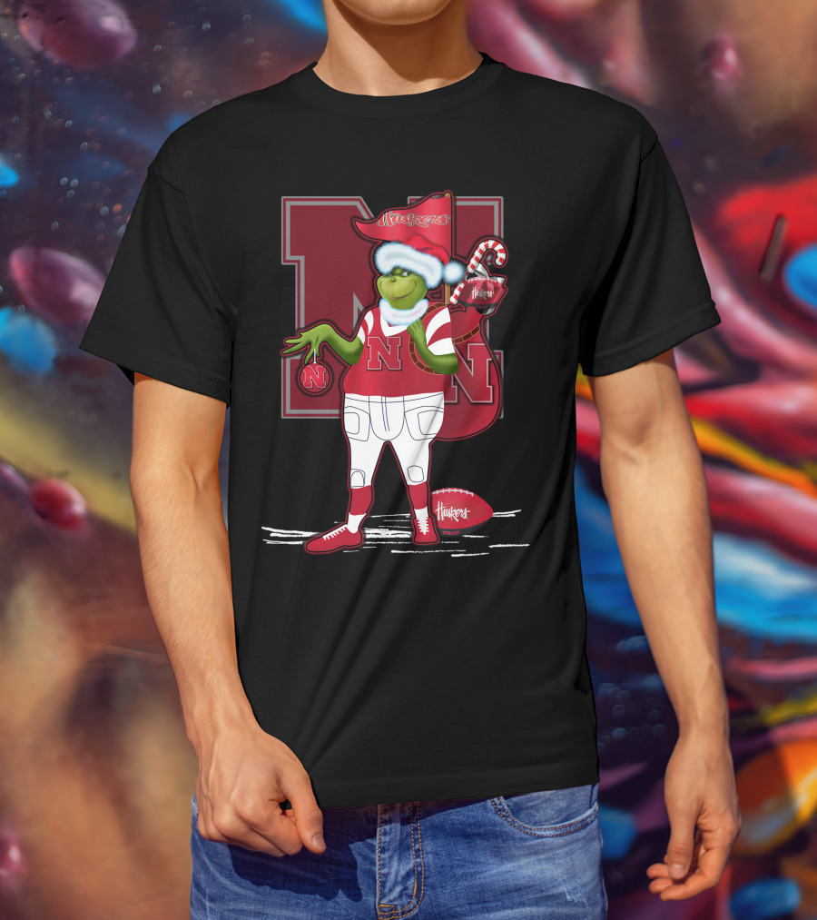 Grinchxmas Nebraska Cornhuskers Festive Football T-Shirt