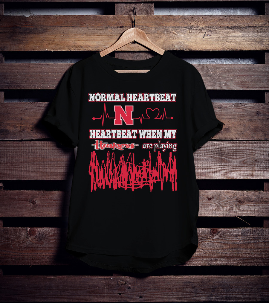 Normal Heartbeat Huskers Heartbeat When My Huskers Are Playing T-Shirt