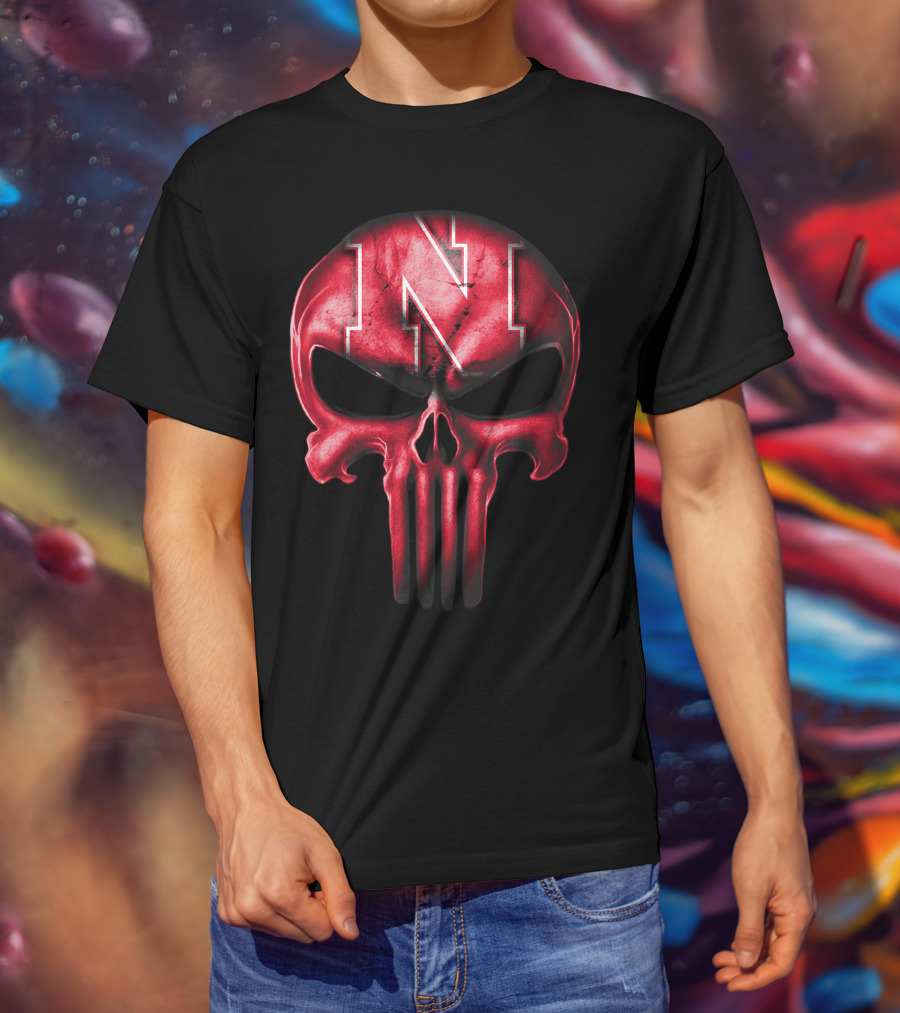 Skull Punisher Logo Nebraska Cornhuskers N T-Shirt