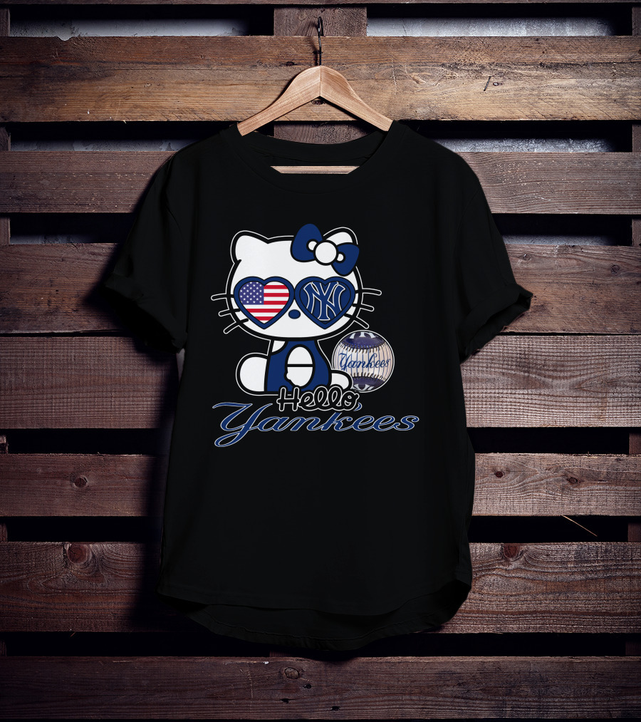 Hello Kitty Yankees American Flag Baseball T-Shirt