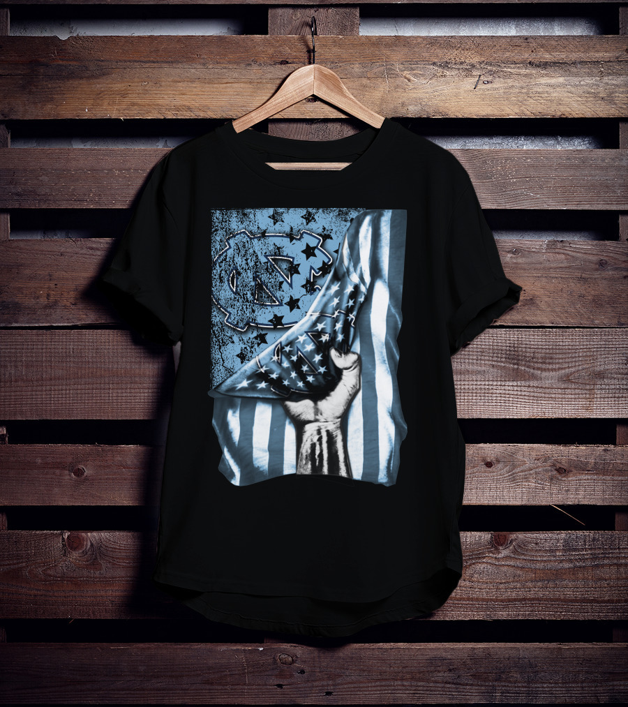 North Carolina UNC Tar Heels American Flag Fist Gesture T-Shirt