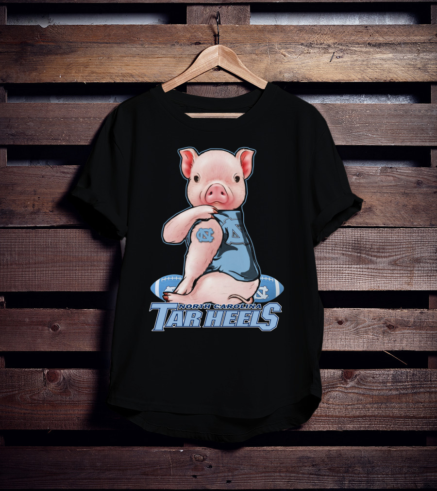 North Carolina Tar Heels Pig With Football And Team T-Shirt