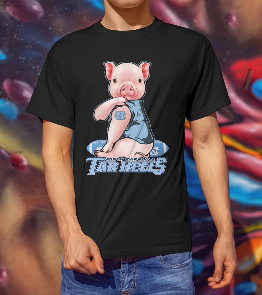 North Carolina Tar Heels Pig With Football And Team T-Shirt
