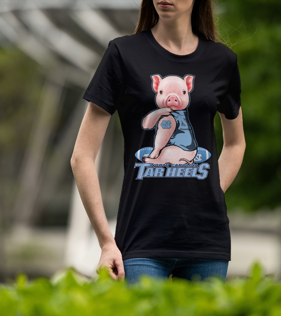 North Carolina Tar Heels Pig With Football And Team T-Shirt