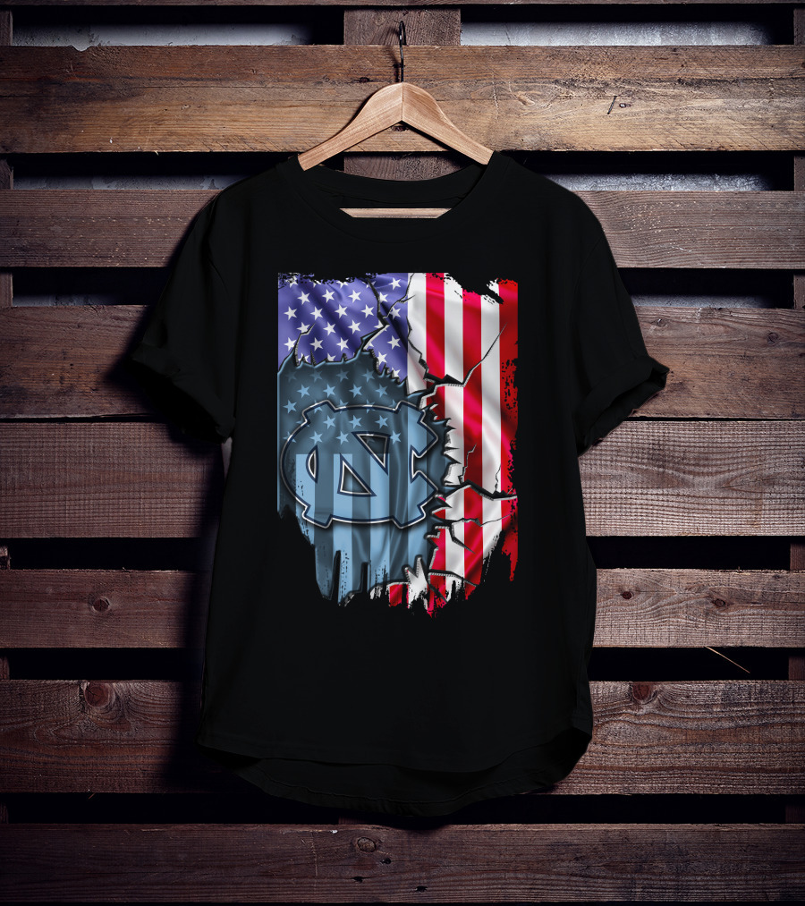 North Carolina Tar Heels American Flag Ripped T-Shirt
