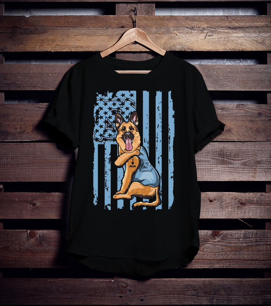 German Shepherd I Love Mom North Carolina Tar Heels T-Shirt