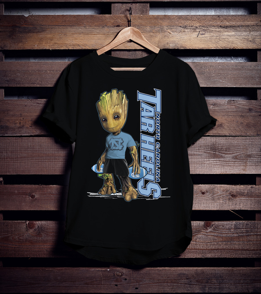 Groot North Carolina Tar Heels Basketball Fan With UNC T-Shirt