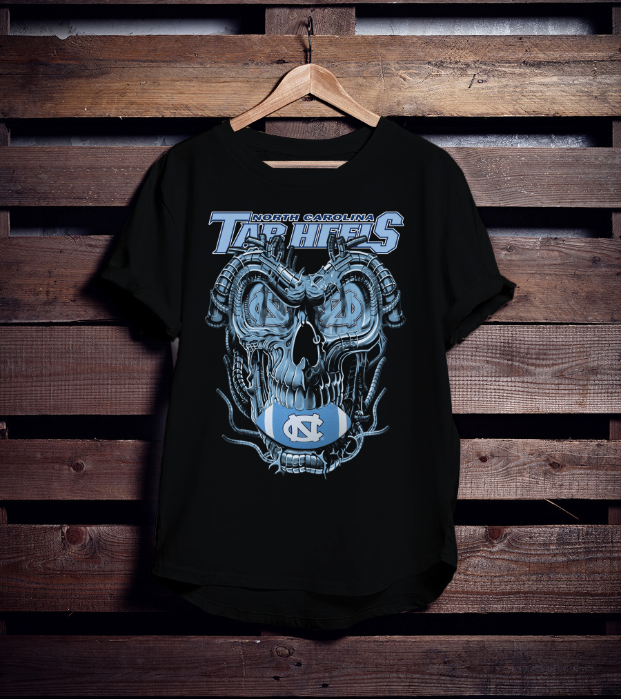 Dragonskull North Carolina Tar Heels Skull Football T-Shirt