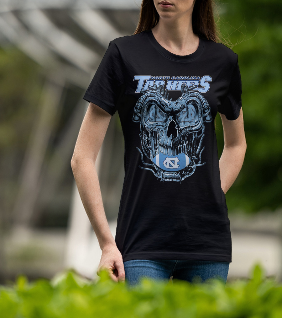 Dragonskull North Carolina Tar Heels Skull Football T-Shirt
