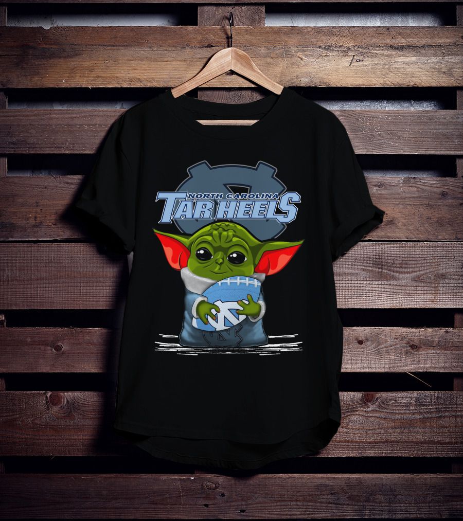 Yoda Holding North Carolina Tar Heels Football With UNC T-Shirt