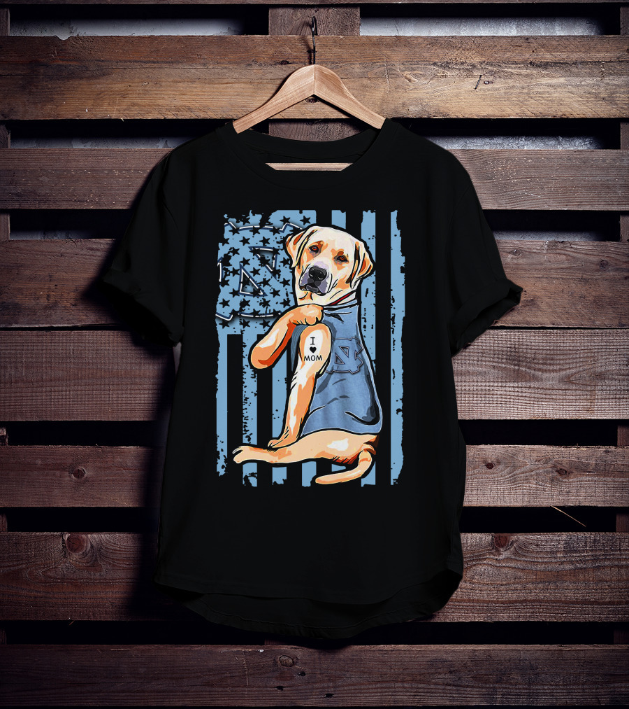 Labrador Retriever I Love Mom North Carolina Tar Heels T-Shirt