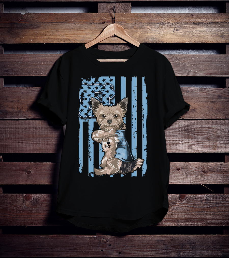 Yorkshire Terrier I Heart Mom North Carolina Tar Heels T-Shirt