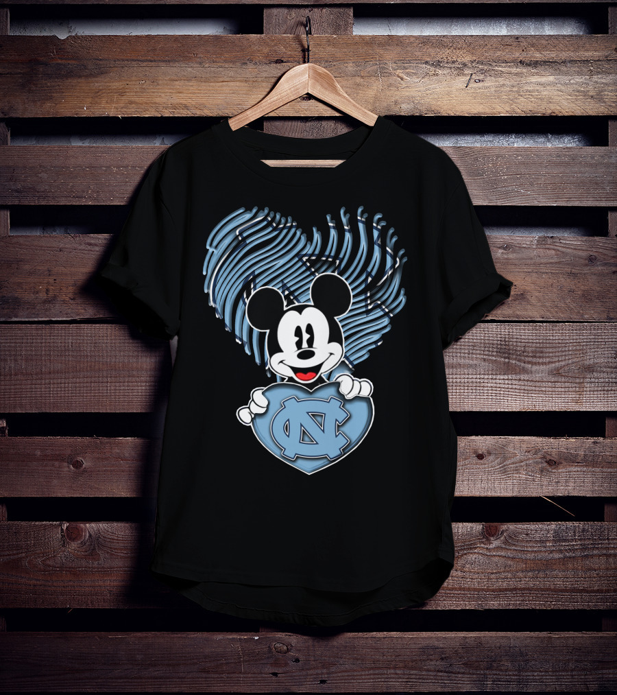 Mick Mouse North Carolina Tar Heels Heart T-Shirt