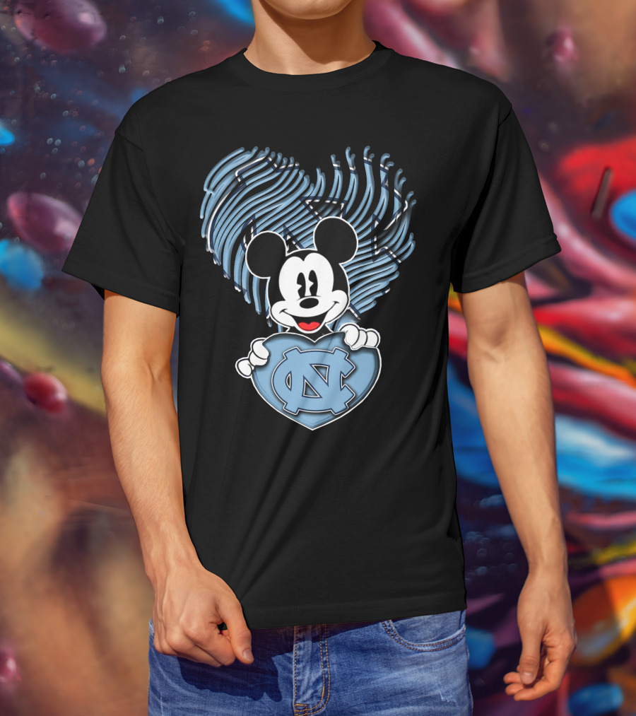 Mick Mouse North Carolina Tar Heels Heart T-Shirt