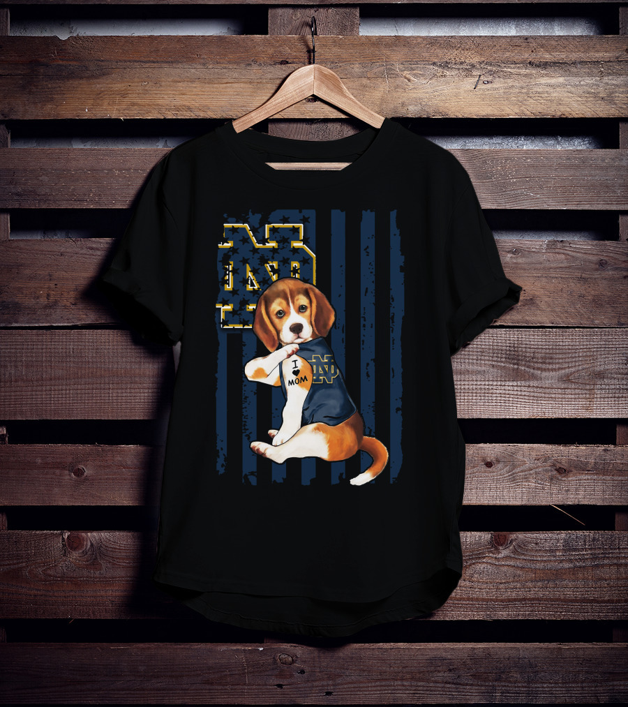 Beagle I Love Mom Notre Dame ND Irish T-Shirt