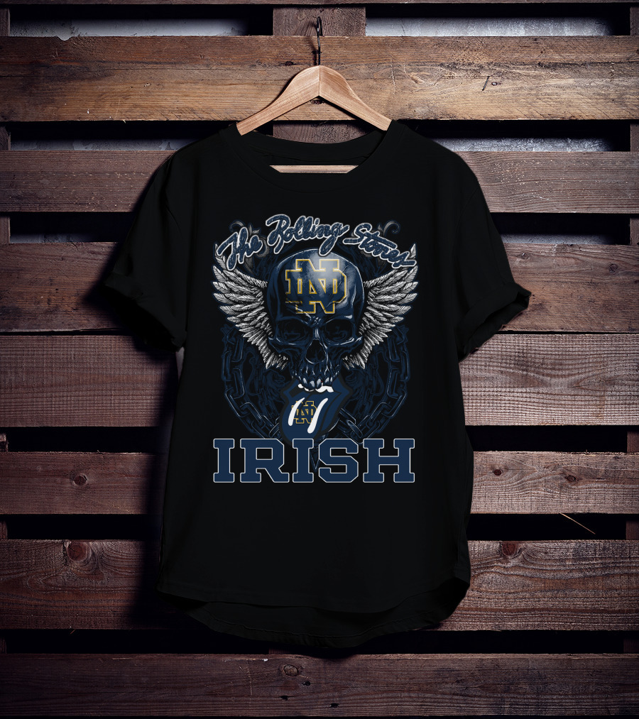 The Rolling Stones Notre Dame Nd Irish Skull Wings T-Shirt