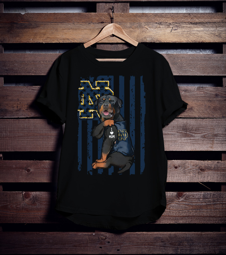 Rottweiler I Love Mom Notre Dame Fighting Irish ND T-Shirt