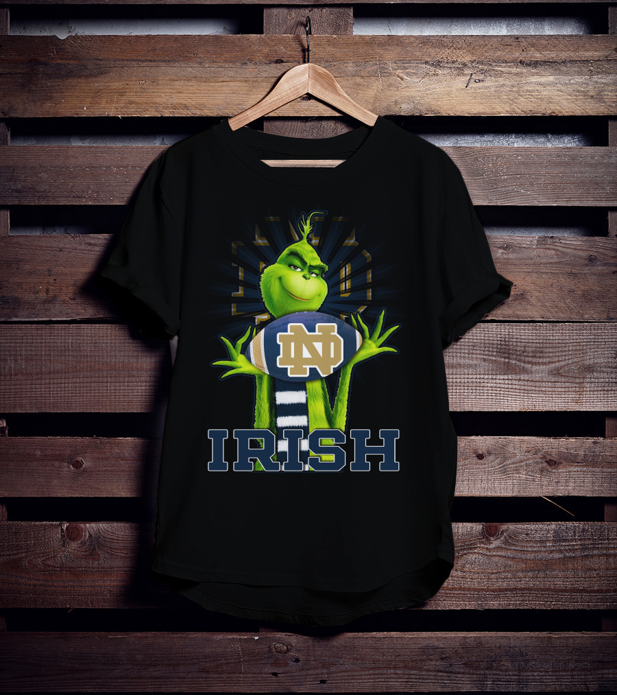 Grinch Holding Notre Dame Football Irish T-Shirt