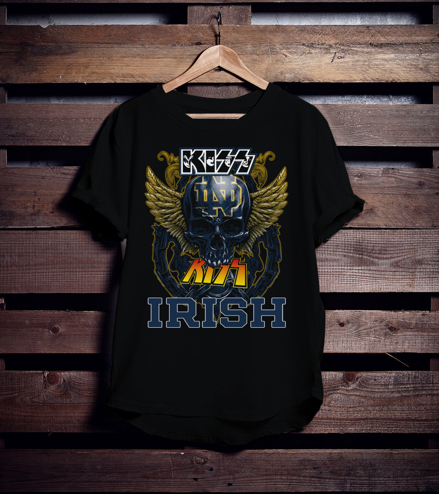 Kiss Notre Dame ND Winged Skull Irish T-Shirt