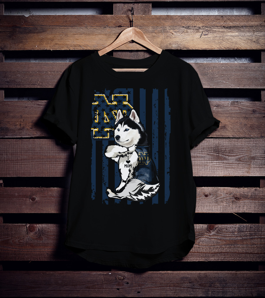 Notre Dame Fighting Irish Siberian Husky I Love Mom T-Shirt