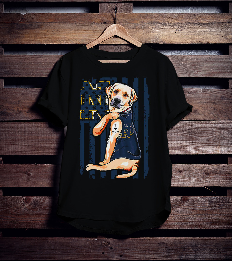 Notre Dame Fighting Irish Labrador Retriever I Love Mom T-Shirt