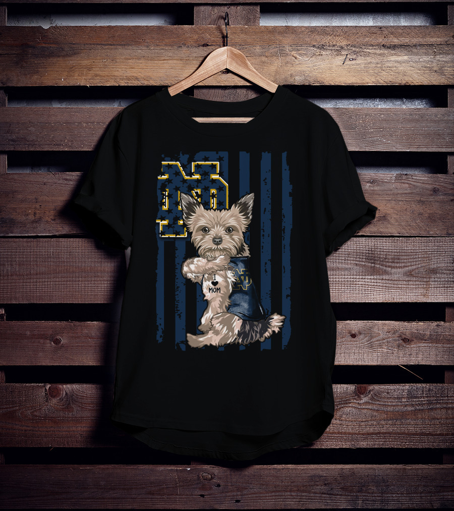 Notre Dame Fighting Irish Yorkshire Terrier I Love Mom T-Shirt
