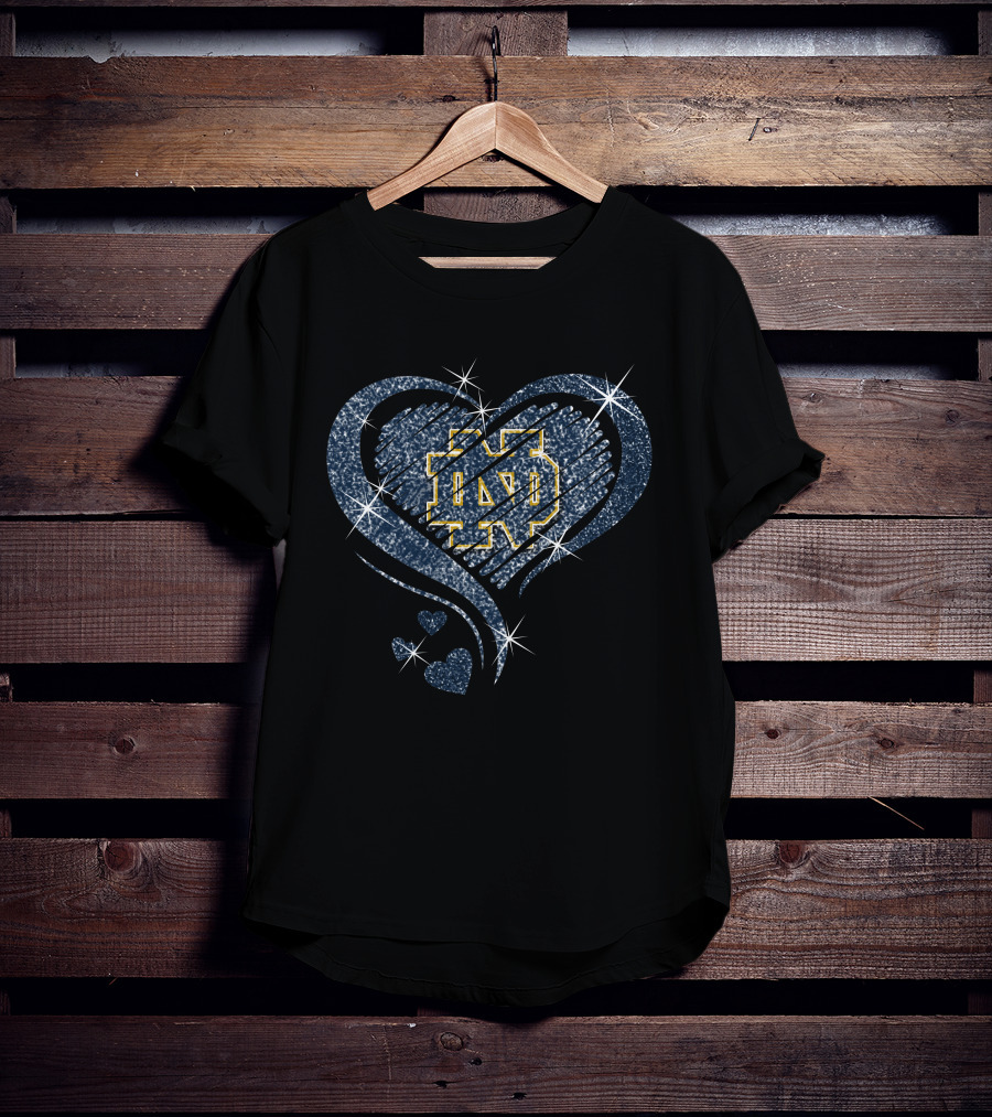 Heart Diamond ND Fighting Irish Sparkle T-Shirt