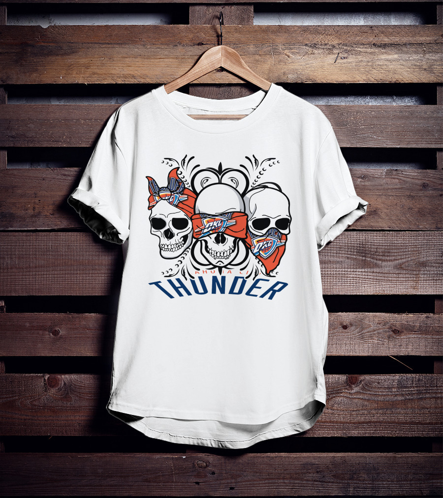 Oklahoma City Thunder Three Skull Bandana OKC T-Shirt