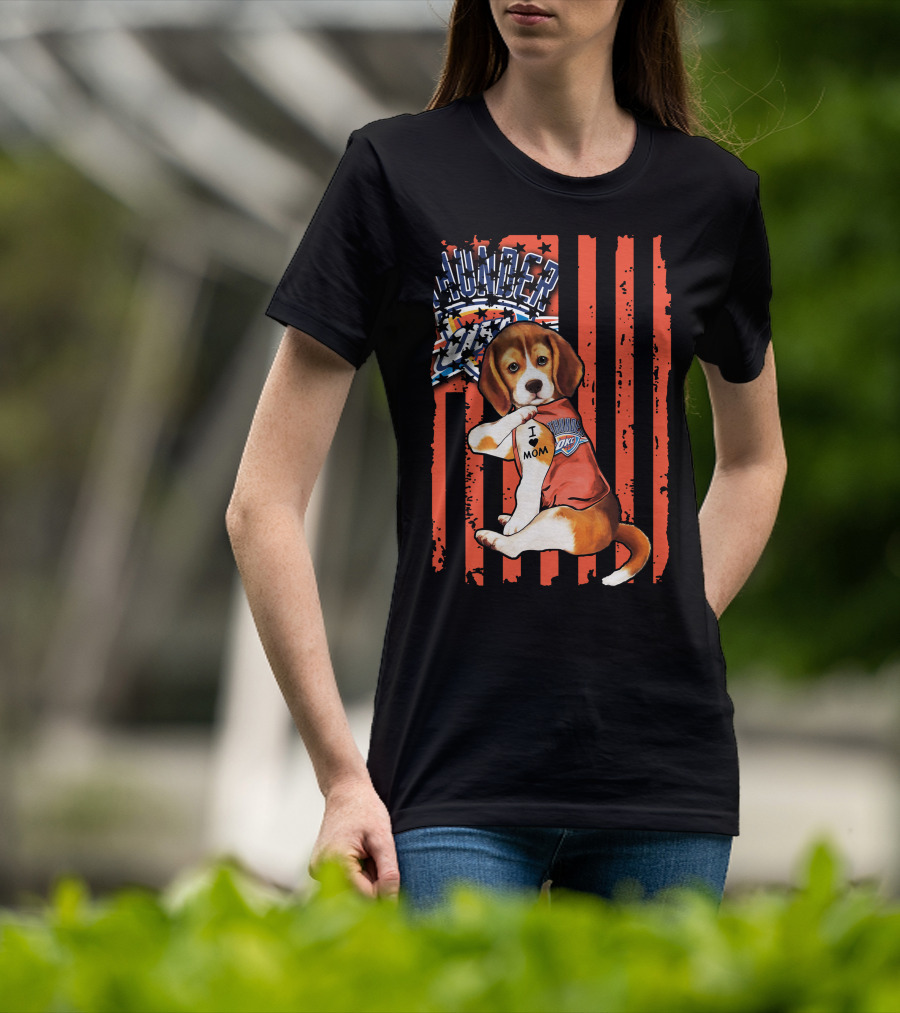 Oklahoma City Thunder Beagle Puppy Tattoo I Love Mom T-Shirt
