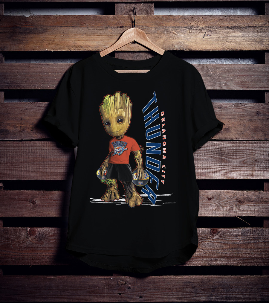 Groot Holding Oklahoma City Thunder Basketballs T-Shirt