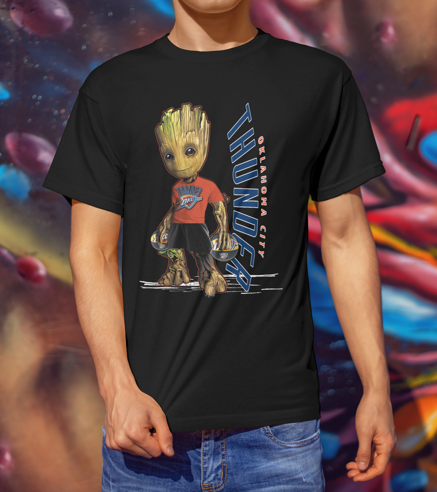 Groot Holding Oklahoma City Thunder Basketballs T-Shirt