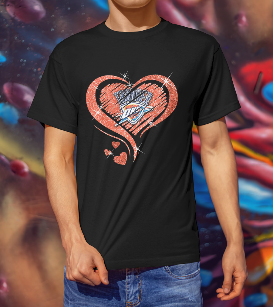 Heart Diamond OKC Thunder Sparkle T-Shirt