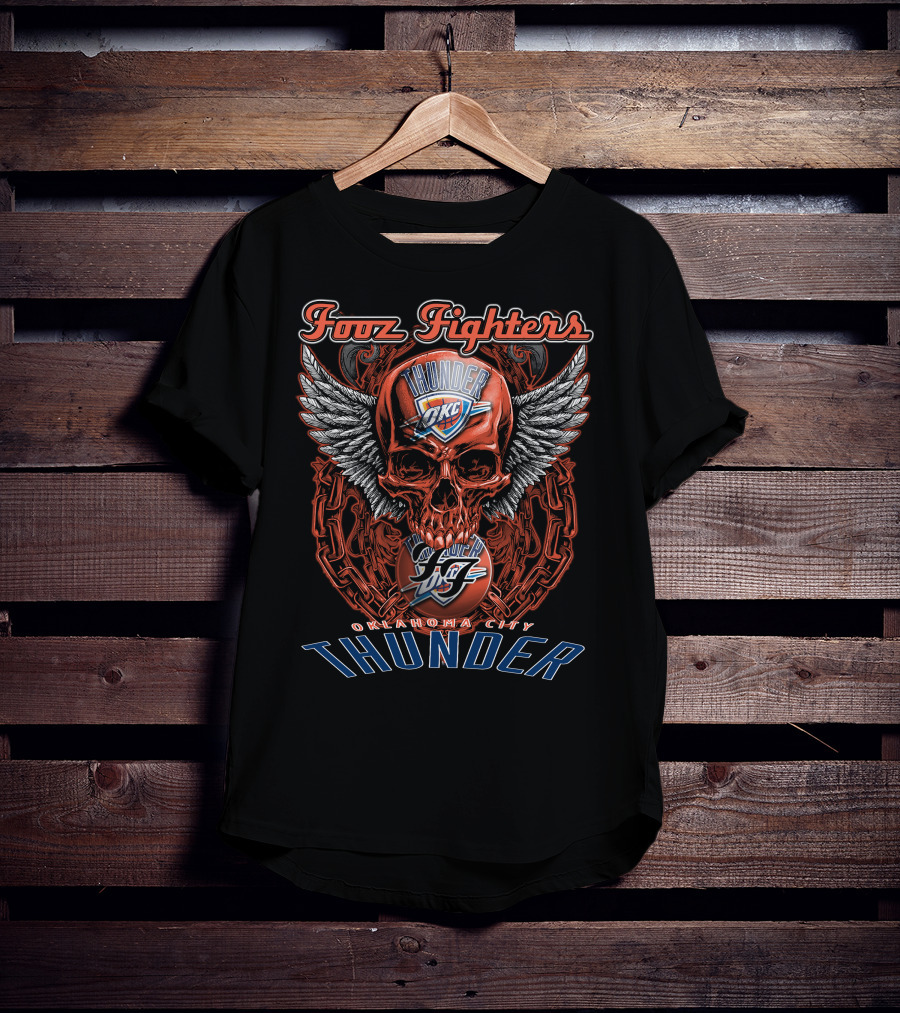 Foo Fighters Oklahoma City Thunder OKC Skull Wings T-Shirt