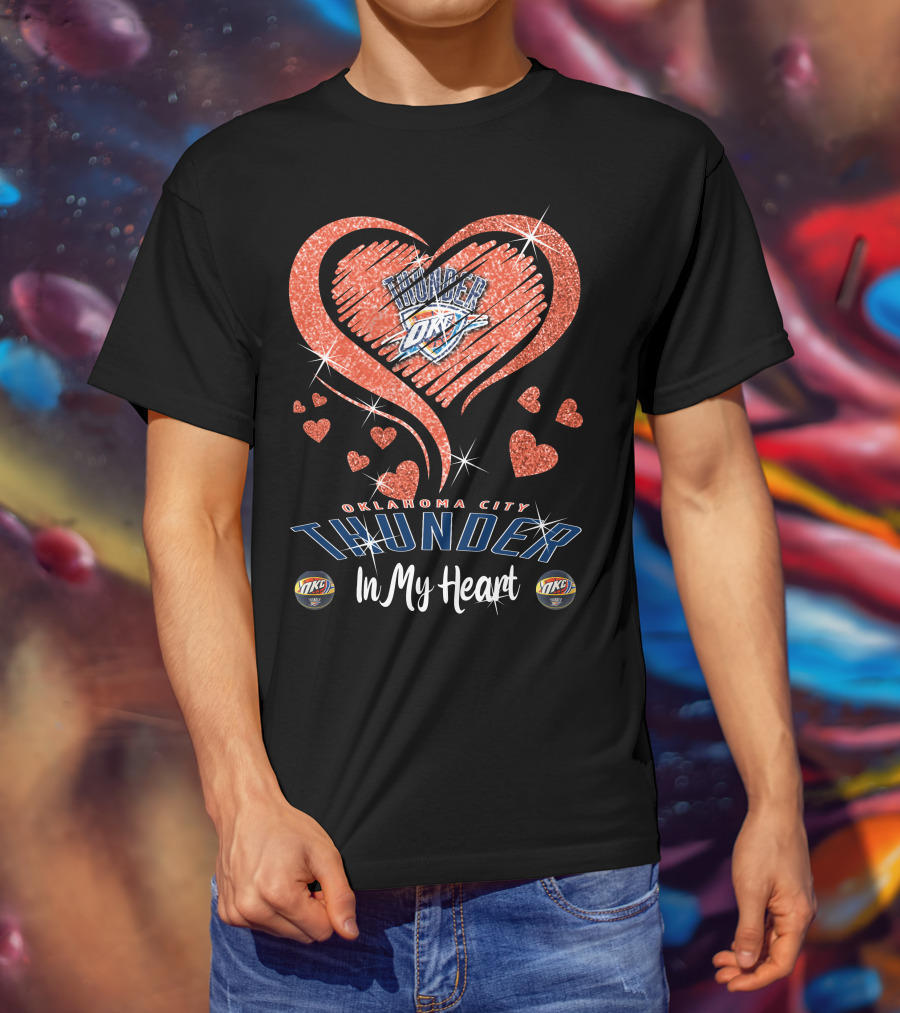 Oklahoma City Thunder Sparkling Heart In My Heart T-Shirt