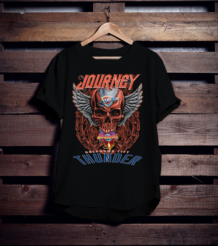 Journey Oklahoma City Thunder Skull Wings T-Shirt