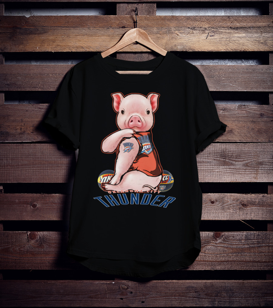 Pig Wearing Oklahoma City Thunder Basketball Jersey T-Shirt