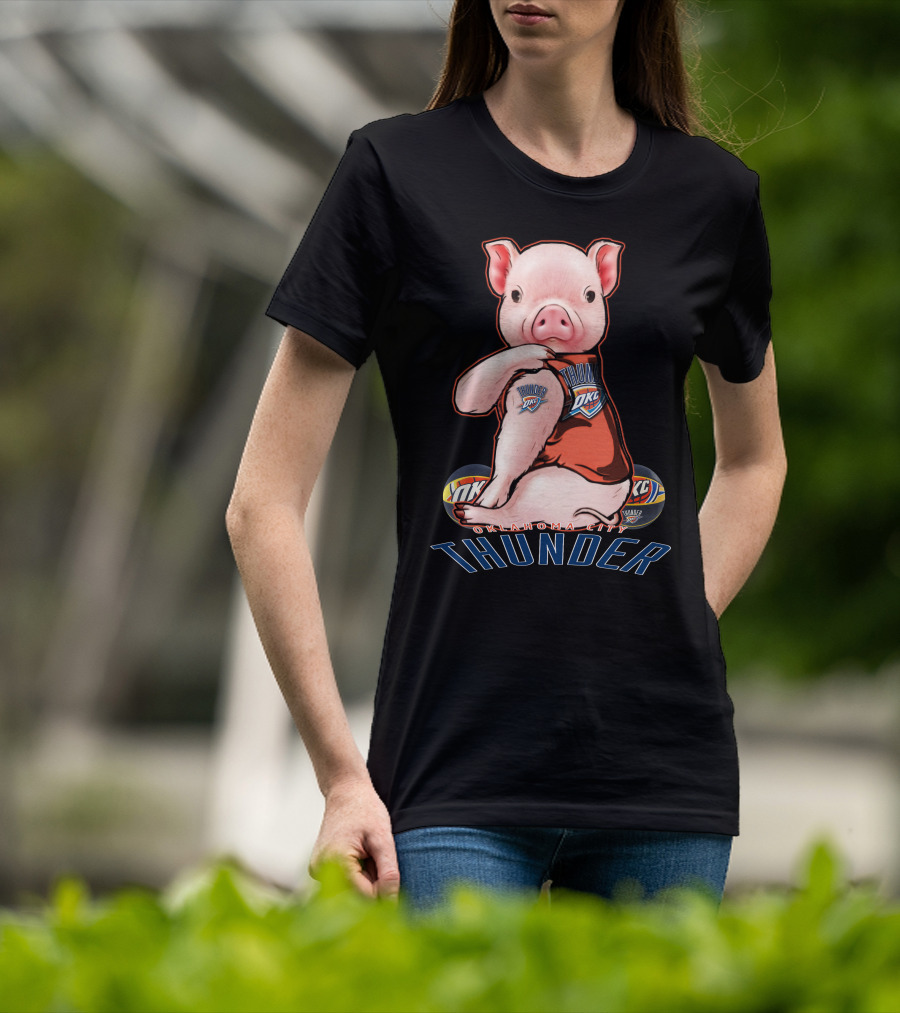 Pig Wearing Oklahoma City Thunder Basketball Jersey T-Shirt