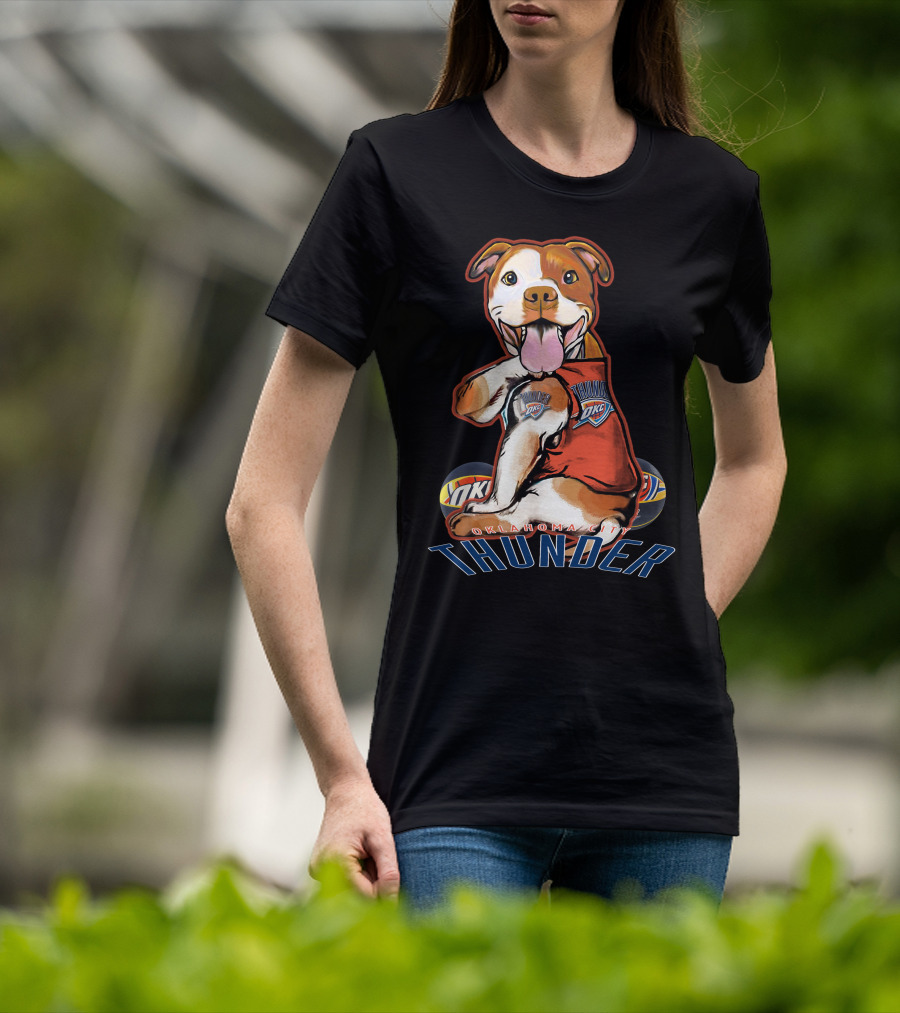 Oklahoma City Thunder Pitbull Dog OKC Basketball T-Shirt