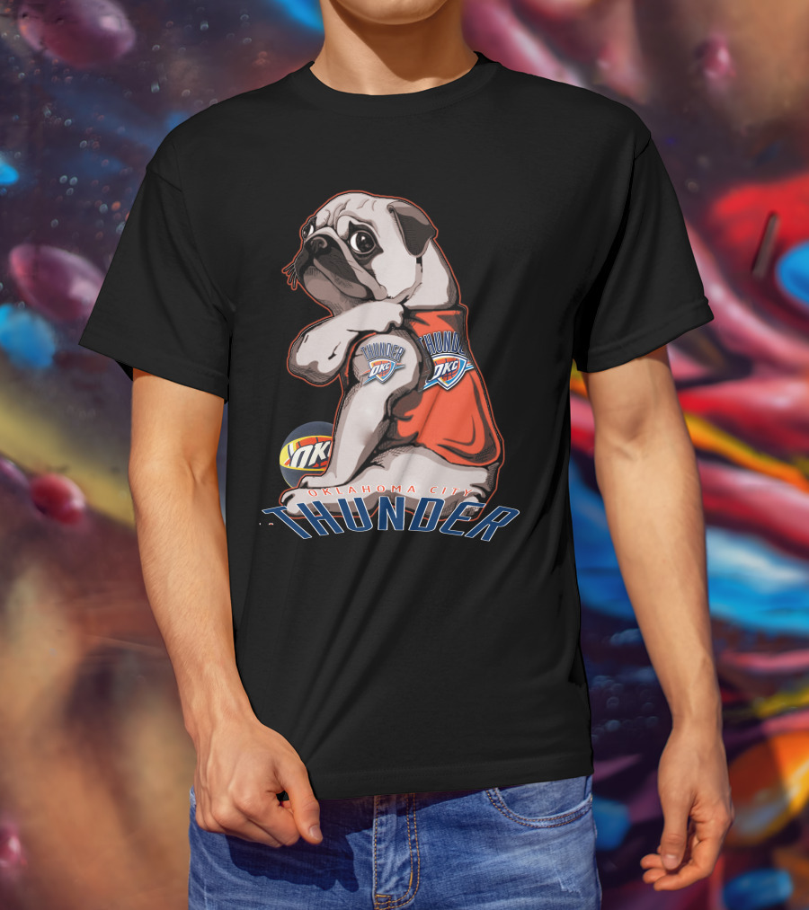 Oklahoma City Thunder Pug With DKC Thunder T-Shirt