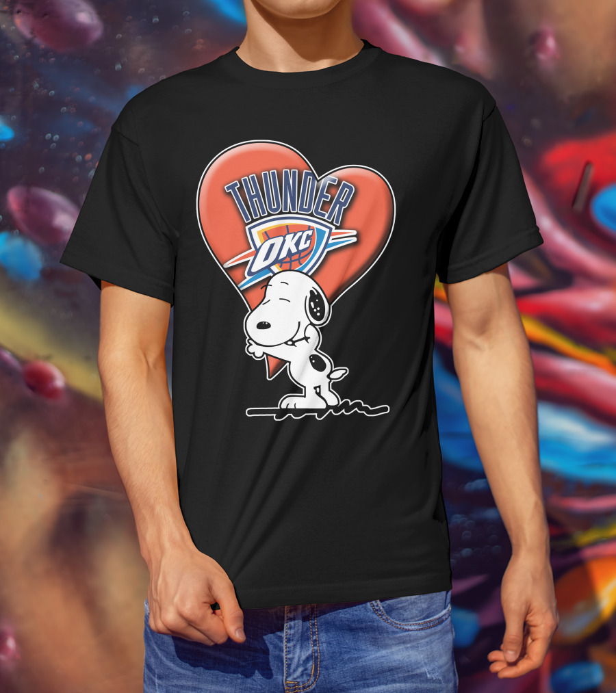 Snp V1 Oklahoma City Thunder Okc Snoopy Heart T-Shirt