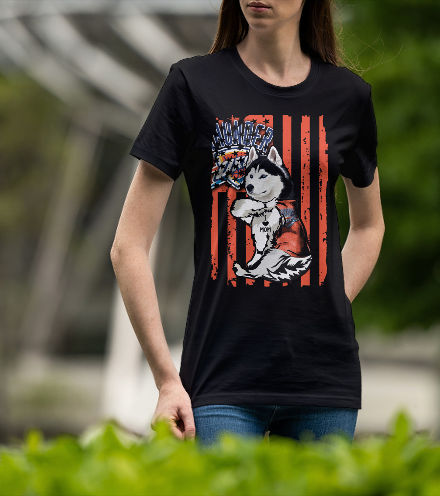 Thunder Siberian Husky Mom Oklahoma City Basketball T-Shirt