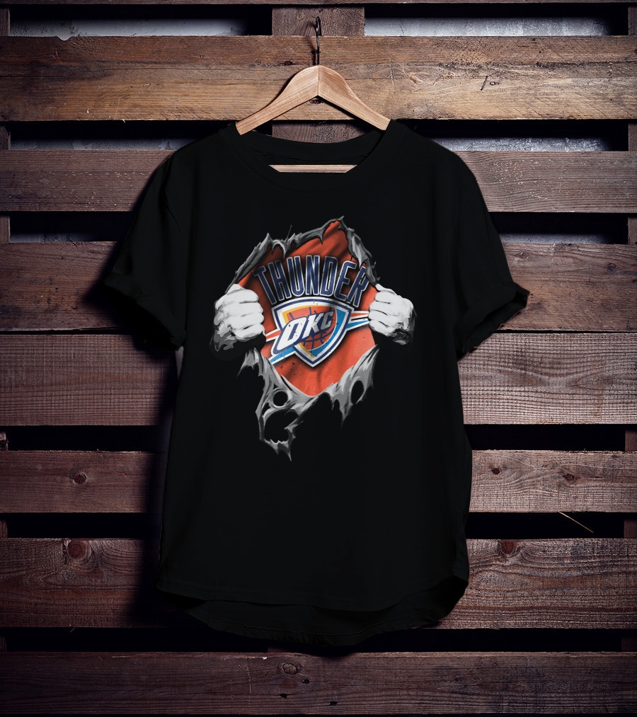 Torn Thunder OKC Basketball Fan T-Shirt