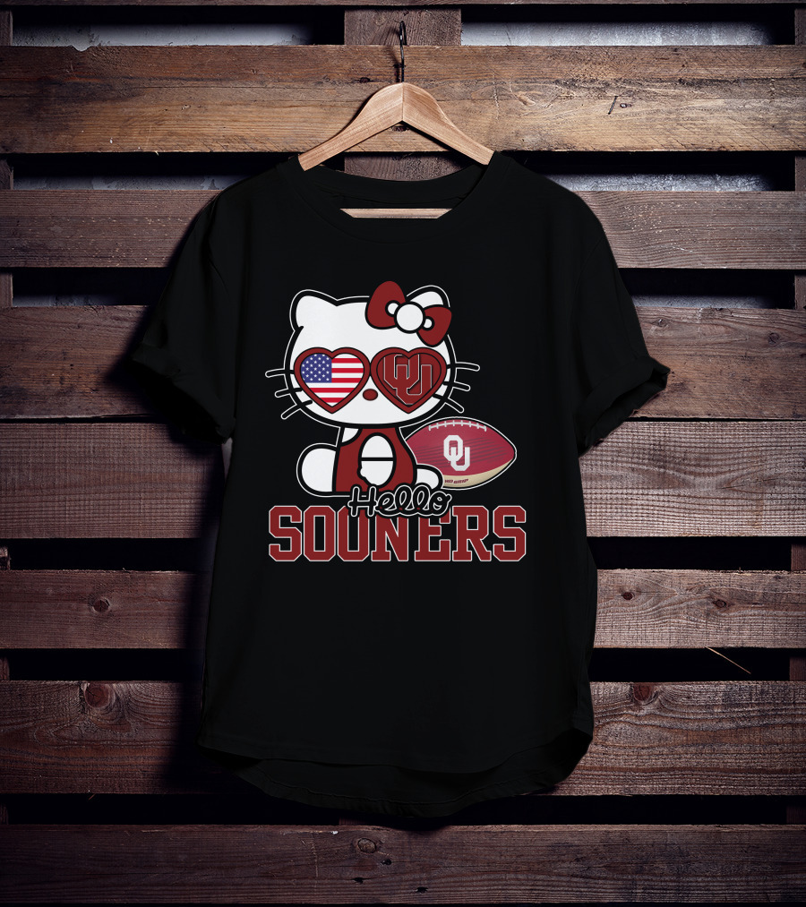 Hello Kitty Oklahoma Sooners Football American Flag T-Shirt